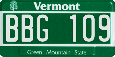 VT license plate BBG109