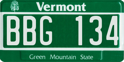 VT license plate BBG134
