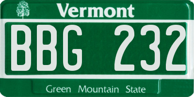 VT license plate BBG232