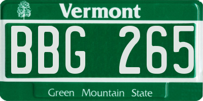 VT license plate BBG265