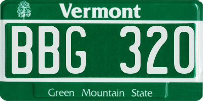 VT license plate BBG320