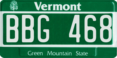 VT license plate BBG468
