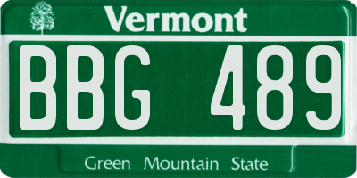VT license plate BBG489