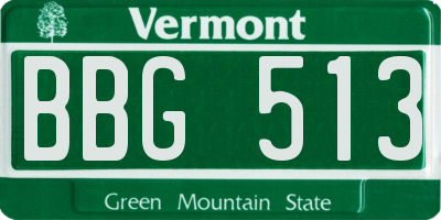 VT license plate BBG513