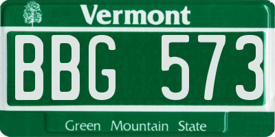 VT license plate BBG573