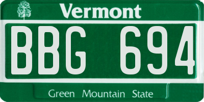VT license plate BBG694