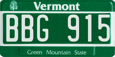 VT license plate BBG915