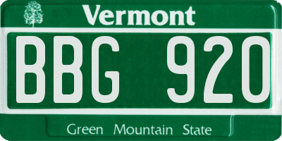VT license plate BBG920
