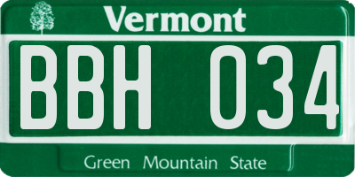 VT license plate BBH034