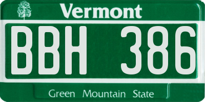 VT license plate BBH386