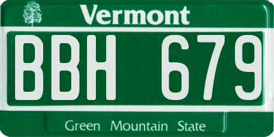 VT license plate BBH679