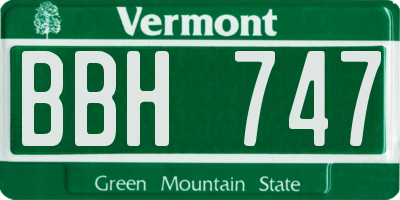 VT license plate BBH747