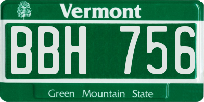 VT license plate BBH756