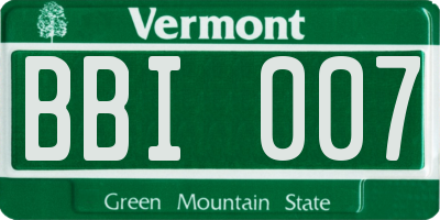 VT license plate BBI007