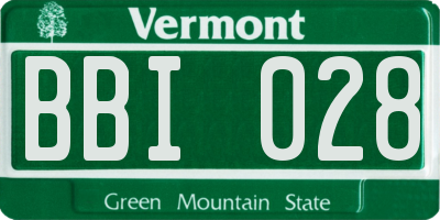VT license plate BBI028
