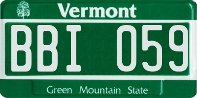 VT license plate BBI059
