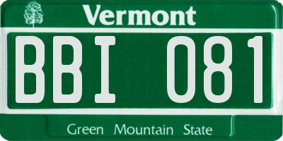VT license plate BBI081