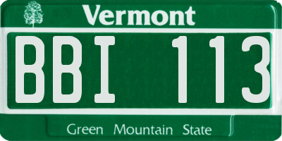 VT license plate BBI113