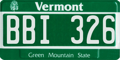 VT license plate BBI326