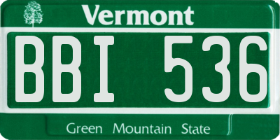 VT license plate BBI536