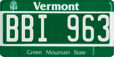 VT license plate BBI963