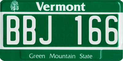 VT license plate BBJ166