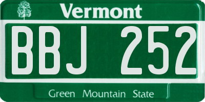 VT license plate BBJ252
