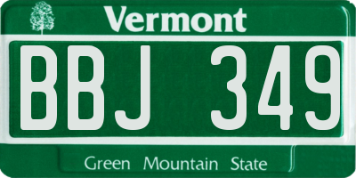 VT license plate BBJ349