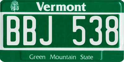 VT license plate BBJ538