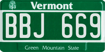 VT license plate BBJ669