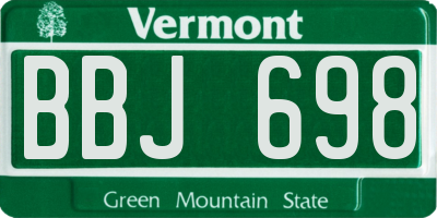 VT license plate BBJ698