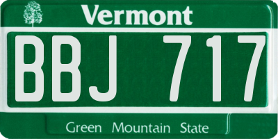 VT license plate BBJ717