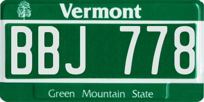 VT license plate BBJ778