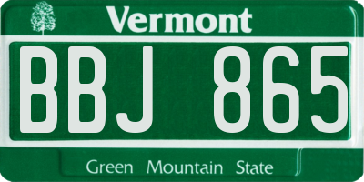 VT license plate BBJ865