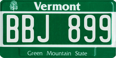 VT license plate BBJ899