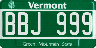 VT license plate BBJ999