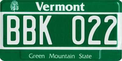 VT license plate BBK022