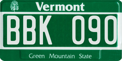 VT license plate BBK090