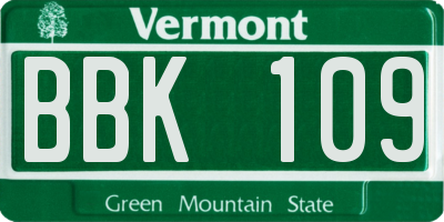 VT license plate BBK109