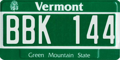 VT license plate BBK144