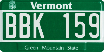 VT license plate BBK159