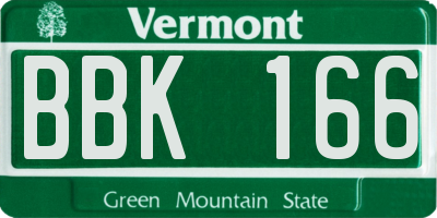VT license plate BBK166