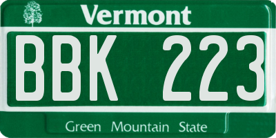 VT license plate BBK223
