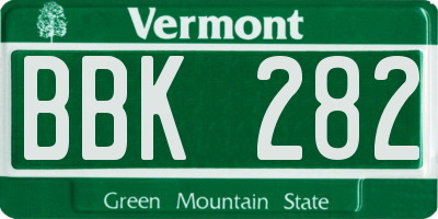 VT license plate BBK282