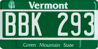 VT license plate BBK293