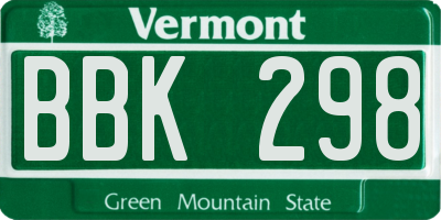 VT license plate BBK298