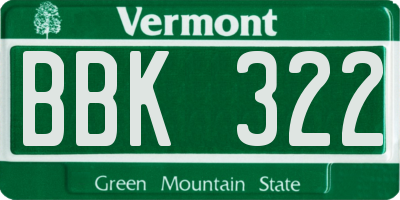 VT license plate BBK322
