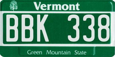 VT license plate BBK338