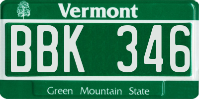 VT license plate BBK346