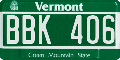 VT license plate BBK406